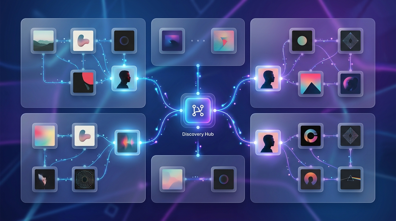 Recommender systems banner showing graphical data nodes and interface